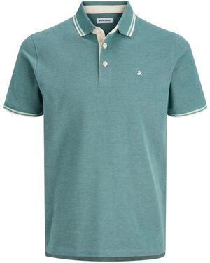 Jack & Jones Paulos Tipped Pique Short Sleeve Polo Shirt - Blue