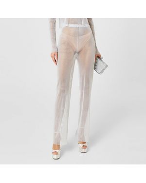 Santa Brands Sparkling High Waisted Embellished Wide Leg Trousers - Natural