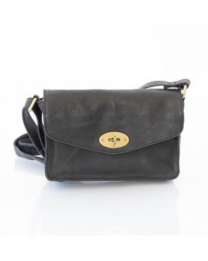 PRIMEHIDE Leather Columbia Ladies Medium Flapover Handbag - Black