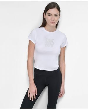 DKNY Logo Crop Top - White