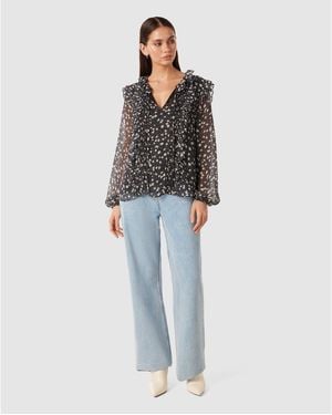 Forever New Cody Ruffle Pintuck Blouse - Blue