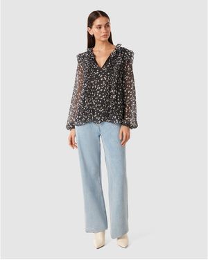 Forever New Cody Ruffle Pintuck Blouse - Blue