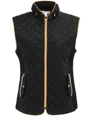 Miso Stand Collar Full Zip Hip Length Gilet - Black