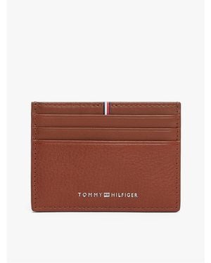 Tommy Hilfiger Corp Leather Card Holder - Brown