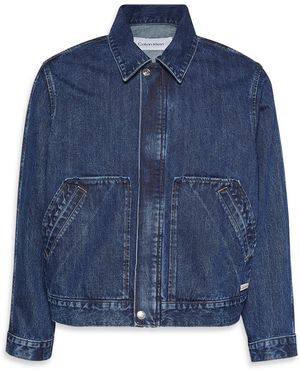 Calvin Klein Button Front Tailored Fit Denim Jacket - Blue