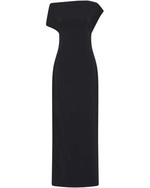 St. Agni Asymmetric Off Shoulder Maxi Dress - Black