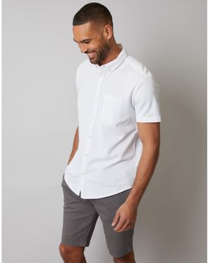 Threadbare Majestic Short-Sleeve Plain Shirt - White