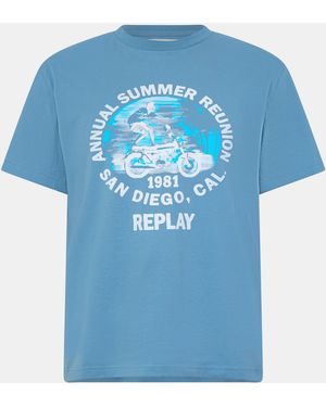 Replay Moto Tricks T-Shirt - Blue