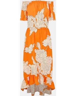 AX Paris Blood Printed Bardot Style Midi Dress - Orange