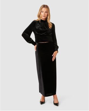 Forever New Viola Velvet Keyhole Top - Black