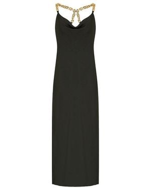 Mela London Satin Chain Strap Maxi Dress - Black
