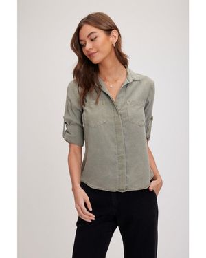Bella Dahl Split Back Long-Sleeve Plain Shirt - Grey