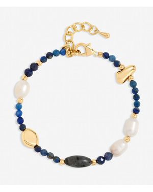 Jon Richard Lapis And Pearl Beaded Bracelet - Metallic