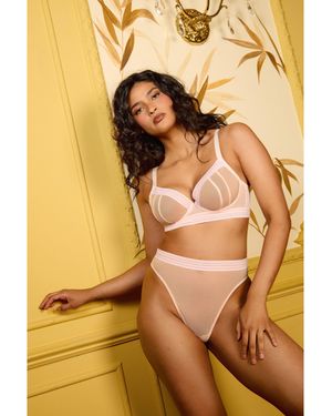 Playful Promises Icon Blush Sheer Plunge Bra - Yellow