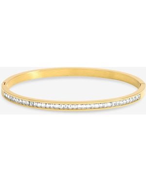 Jon Richard Plated Stainless Steel Crystal Row Bangle - Metallic