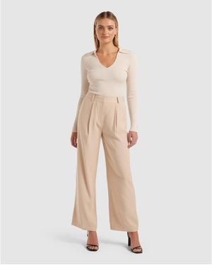 Forever New Selena Collar Knit Top - Natural