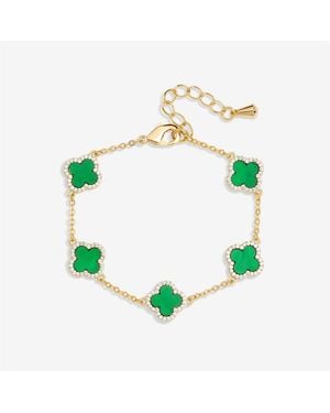 Jon Richard Plated Cz Malachite Clover Bracelet - Green