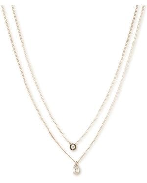 DKNY Double Pendant Necklace - Metallic