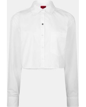 HUGO Ecarla Cropped Shirt - Blue