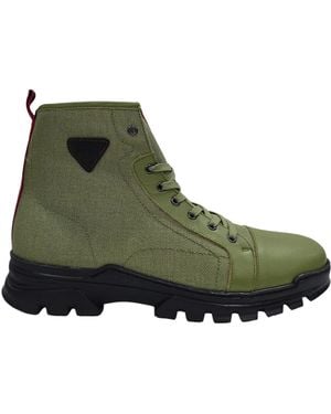 Firetrap Lucas Leather Ankle Lace Up Hiker Rugged Boots - Green