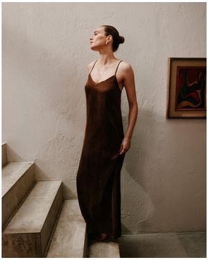 Nudea Eco-Luxe Maxi Slip Dress - Brown