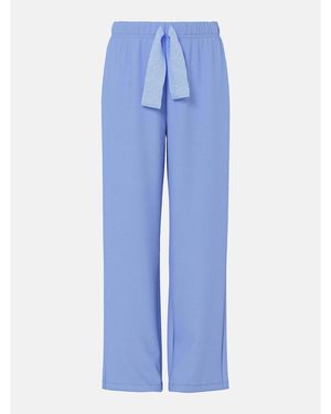 Pieces Chilli Cotton Open-Hem Wide-Leg Joggers - Blue