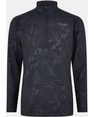 Gym King Debossed Camo Quarter Zip Funnel - Blue