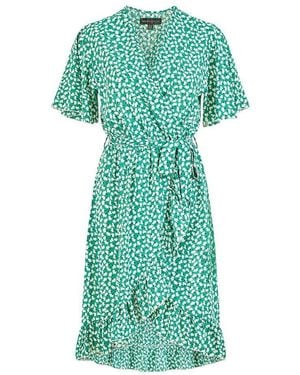 Mela London Ditsy Floral Frill Wrap Dress - Green