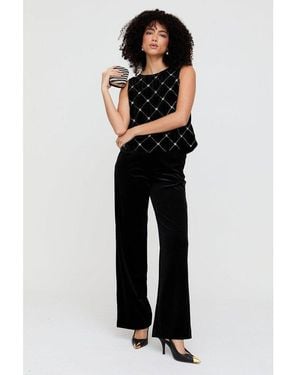Lily and Lionel Valerie Straight Leg Velvet Trouser - Black