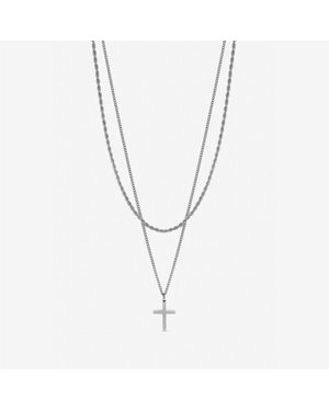 Inicio Waterproof 2 Row Cross Necklace - Metallic