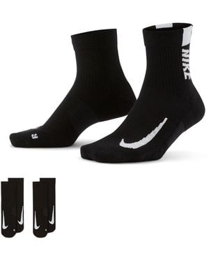 Nike Ankle 2 Pack Running Socks - Black