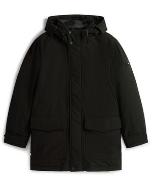 Tommy Hilfiger Padded Utility Dwr Hooded Thigh Length Parka - Black