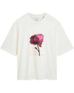 Ted Baker Floral Graphic Soft Touch Fitted T-Shirt - White