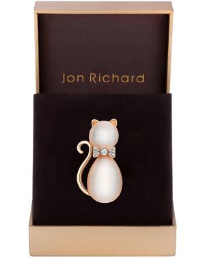 Jon Richard Rose Crystal Cat Brooch - Black