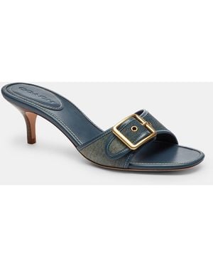 COACH Margot Kitten Heeled Mules - Blue