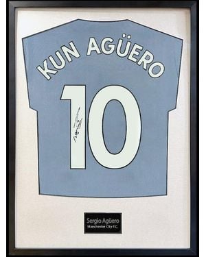 The Fan Cave Sergio Aguero Signed Manchester City Shirt Standar - Blue