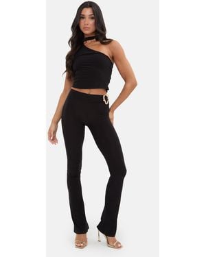 I Saw It First Hardwear Detail Flare Trousers - Black