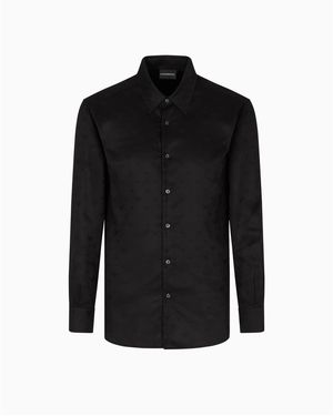 Emporio Armani Geometric Long Sleeve Patterned Shirt - Black
