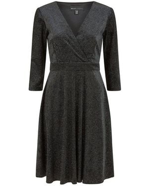 Mela London Sparkle Long-Sleeve Skater Dress - Black