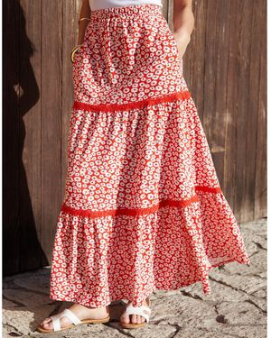 Threadbare Aubrie Maxi Skirt - Red