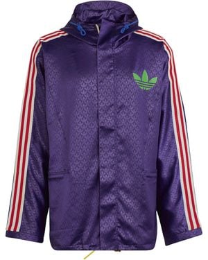 adidas Originals Adicolor '70S Water-Repellent Long Sleeve Rain Anorak - Blue