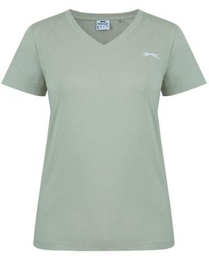 Slazenger 1881 Ladies V Neck Tee Shirt - Green