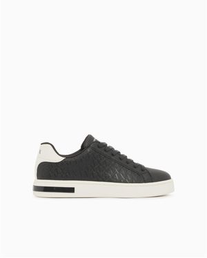 ARMANI EXCHANGE All-Over Monogram Court Trainers - Black