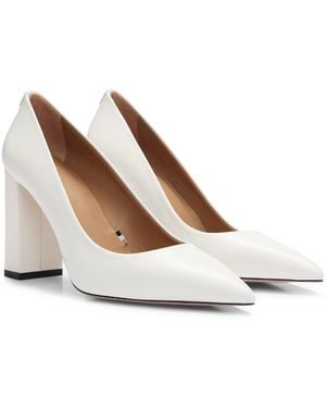 BOSS Janet Block Heel Court Shoes - Natural