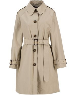 Barbour Maia Showerproof Cotton Long Sleeve Trench Coat - Natural