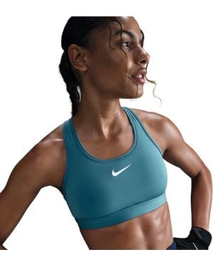 Nike Swoosh Medium-Support 1-Piece Pad Sports Bra - Blue