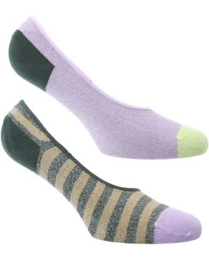 Happy Socks 2 Pack Of Claudia Invisible Socks - Metallic