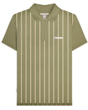Lambretta Pinstripe Short-Sleeve Polo Shirt - Green