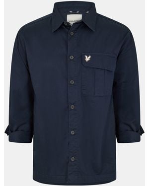 Lyle & Scott Brushed Button-Through Overshirt - Blue