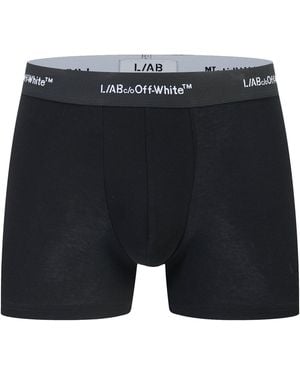 L/AB Off White 3" No-Fly Cotton Boxer Brief - Blue